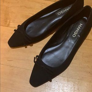 Mango square toe ballet shoes in black